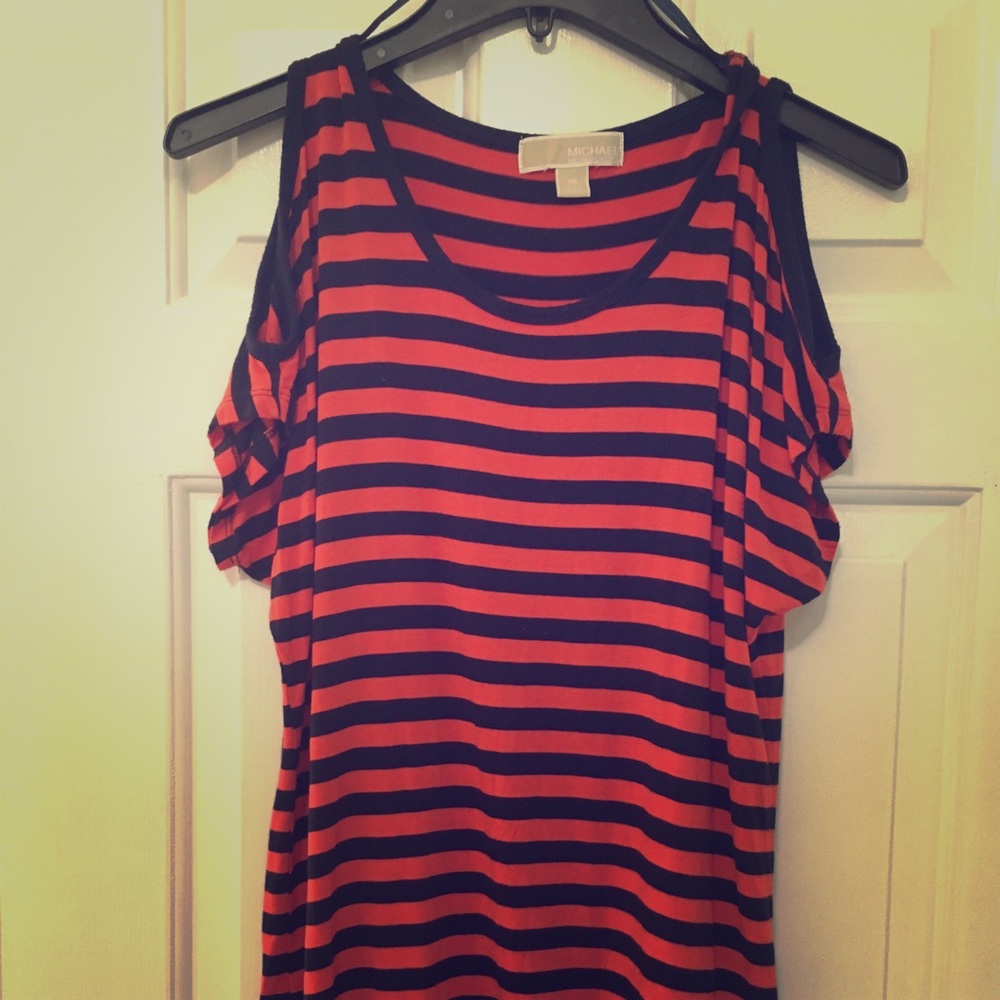 Michael Kors striped cold shoulder top